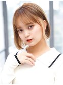 《Agu hair》ヌーディーベージュ×ワンポイントボブ