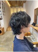 メンズ ウルフレイヤー◆パーマスタイル◆アッシュブラック