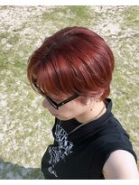 クリーブ 池袋(creeb)&nbsp;赤髪センターパート、カシスレッド、韓国風ショート
