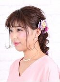 ふんわり華やかな編み下ろしアレンジお呼ばれスタイルシニヨン