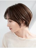 顔周りレイヤーカットくびれヘア切りっぱなしボブ大人ボブ30代