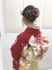 振袖着付けとヘアセット