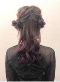 パープルグラデ ハーフ団子スタイル