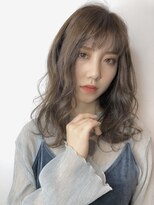 ヘアーメイクパウダー 天王寺寺田町店(Hair make powder) 小顔外ハネミディアムアッシュ20代30代40代くびれミディ韓国ヘア