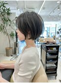 前髪なし小顔ひし形丸み耳掛けショート20代30代40代50代（蘭）