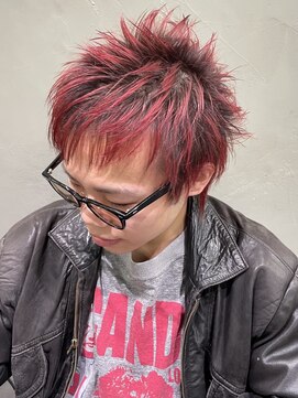 ロリム(RorriM) スパイキーショート × レッド × ブリーチ × ダブルカラー