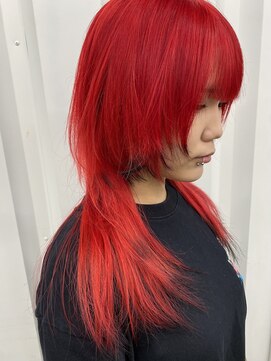 ココ 原宿(KOKO) □＃裾カラー＃レイヤーカット#ウルフ#エンドカラー＃赤