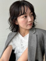 デジタルパーマ 外はねボブ ブルーブラック イメチェン