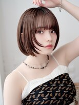 ファーレ ツルミ(Fare tsurumi)&nbsp;切りっぱなしボブ タッセルボブ 前髪なしボブ オリーブベージュ