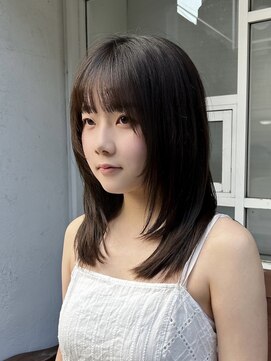 プレイスインザサン(PLACE IN THE SUN) 【村岡】透明感olive beige / layer cut