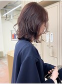 ブリーチなし切りっぱなしボブミディアムレイヤーボブ夏カラー