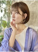 ツヤボブ/毛先パーマ/アッシュブラウン/30代40代50代表参道