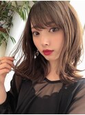 PLATINA上田の黄金比率ひし形小顔セミディ#チェリーブラウン