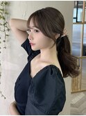 顔まわりカット/後れ毛/韓国ヘア/くびれヘア/アッシュベージュ