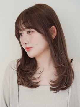 ノイカーム(noi Calm) 顔周りレイヤーカットくびれヘアミルクティーベージュカラー