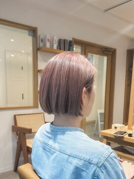 クラップス 上大岡(CLAPS) ハイトーンボブニュアンスピンクベージュ20代30代【2ブリーチ】