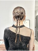卒業式袴着付けタイトヘア◎華やかカチモリ編みおろしヘアセット