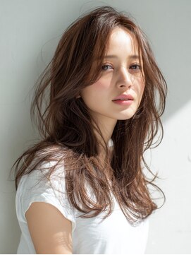 アンサ 小倉店(ANSA) 透け感ショコラベージュ × 韓国風レイヤーロング