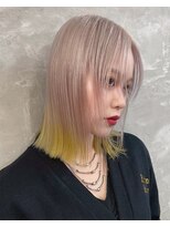 プネル 渋谷(PUNEL)&nbsp;エッジィカラー　イエローベージュ/裾カラーイエロー　モード