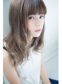 厚めバング×無造作セミディ
