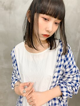 テトヘアー(teto hair) ミディアム ワイドバング  インナーカラー グレージュ