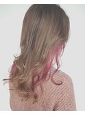【morio原宿】髪質改善×ハイトーンベージュ　インナーピンク
