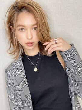 ユアーズヘア 神楽坂店(youres hair) 大人かわいい　センターパート　かきあげ　外ハネ　小顔