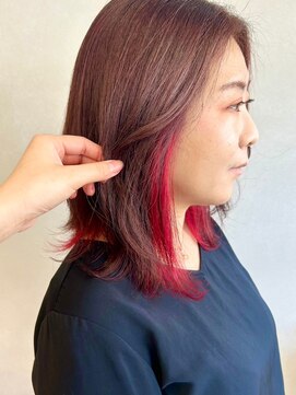 ミュラ(mulah) インナーカラーレッド×レッドブラウン＊トレンド暖色カラー