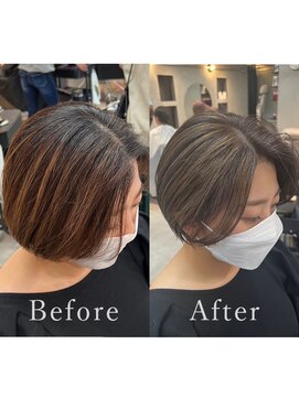 ティダスマイル 吉祥寺店(tida smile) 白髪ぼかしハイライト＊くびレイヤーショート＊20代30代40代