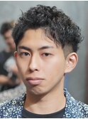 ビジネスショートメンズマッシュツイストパーマツーブロック