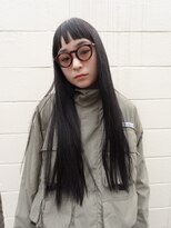 セーヌパス(CEINE PATH)&nbsp;中目黒ミディアムブリーチなしブルーブラックレイヤー前髪韓国