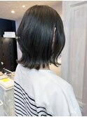 福山人気10代20代30代外ハネミディダークオリーブグレージュ美髪