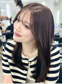 e103ブリーチなしココアブラウン韓国風ミディアムレイヤーカット