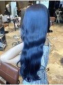 ブルーブラック　ブリーチなし　レイヤーカット　海外風