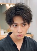波巻きツイストスパイラルニュアンスフェザーシャドウパーマ