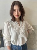 馬渕ミルクティーブロンド/ダークブルー/デジタルパーマ/栄