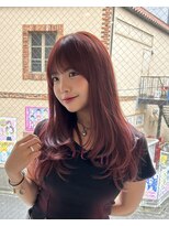 ウィリートーキョー 渋谷(WELLY TOKYO)&nbsp;【チェリーレッド×レイヤーカット】ブリーチ無しダブルカラー