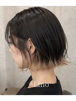 髪質改善Lino hair/縮毛矯正/白髪ぼかし/ハイライト/メンズカット【リノヘア】 コントラスト×裾カラー/黒艶髪/切りっぱなしボブ