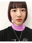 コンパクト前下がりショート×ダークボルドー