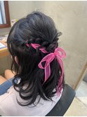 ハーフアップゆるふわヘアセット♪卒業式 着物