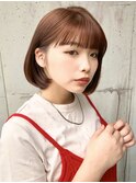 韓国ヘア/ミニボブ/ボブ/切りっぱなし/暖色カラー
