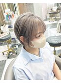 学生ロングプルエクステ外しショートハイトーングレージュ