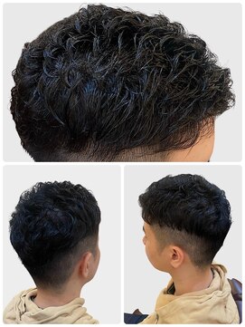 銀座マツナガ 浅草店 ツーブロフェード風爽やか短髪癖毛風パーマ