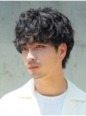 栄メンズシャドウパーマラウンドマッシュ無造作スパイラル30代