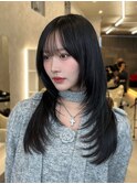 ザクザクハイレイヤーハッシュカット表参道暗髪顔周り小顔韓国