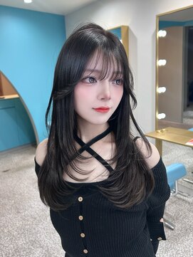 ボタン 熊本(VOTAN) 透ける暗髪/レイヤーカット/顔まわり/韓国ヘア/熊本美容室