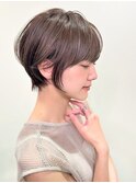 ショートカット顔周りカットシースルーバング前髪カット縮毛矯正