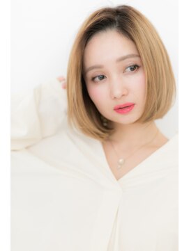 カバーヘア ブリス 北浦和(COVER HAIR bliss) 透け感ブロンドカラー切りっぱなしボブY北浦和10代20代30代