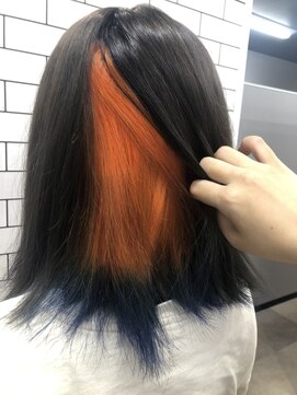 ジェンダーヘア(GENDER hair) インナーオレンジ×ブルー　深海魚カラー　F