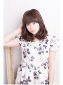 大人かわいい/レイヤーロング/グレーベージュ/前髪パーマ/幡ヶ谷